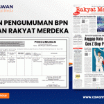 Jasa Pasang Iklan Pengumuman BPN di Koran Rakyat Merdeka | Resmi