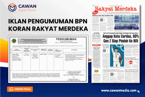 Read more about the article Jasa Pasang Iklan Pengumuman BPN di Koran Rakyat Merdeka | Resmi