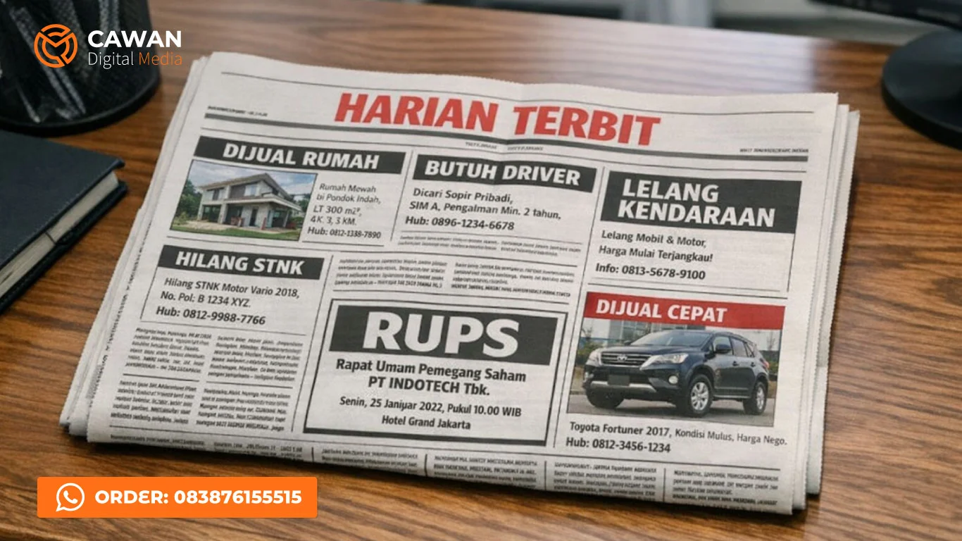 Read more about the article Pasang Iklan Koran Harian Terbit Edisi Sore, Langsung Tayang